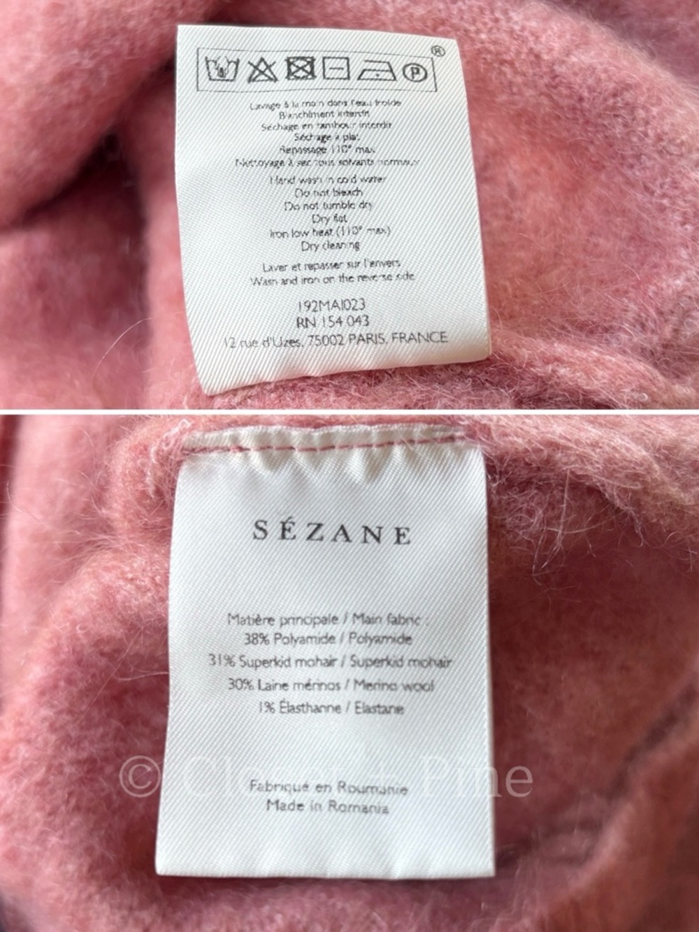 Sezane Zita Jumper Sweater Rosewood Pink Size Small Tie Neck Bow Detail - Picture 13 of 15